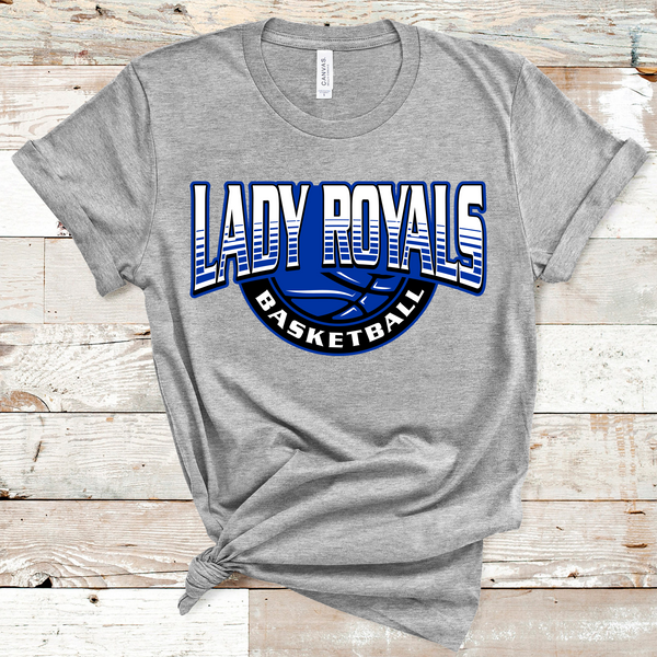 Lady Royals Basketball Blue, White, and Black Text Direct to Film Transfer - 10 to 14 Day Ship Time