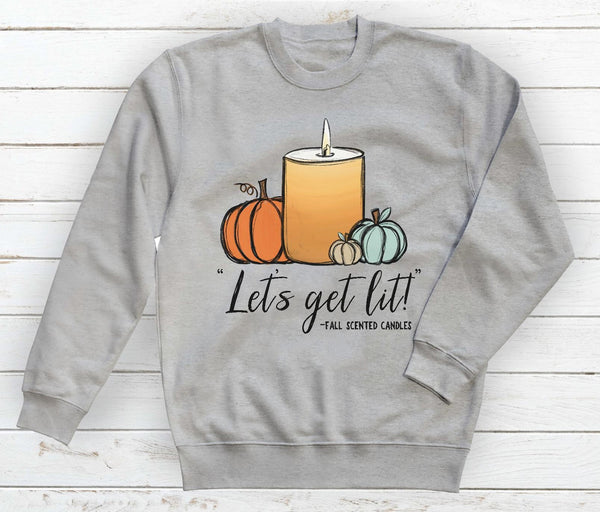 Let's Get Lit Fall Candle Screen Print Transfer Adult - HIGH HEAT FORMULA -  RTS