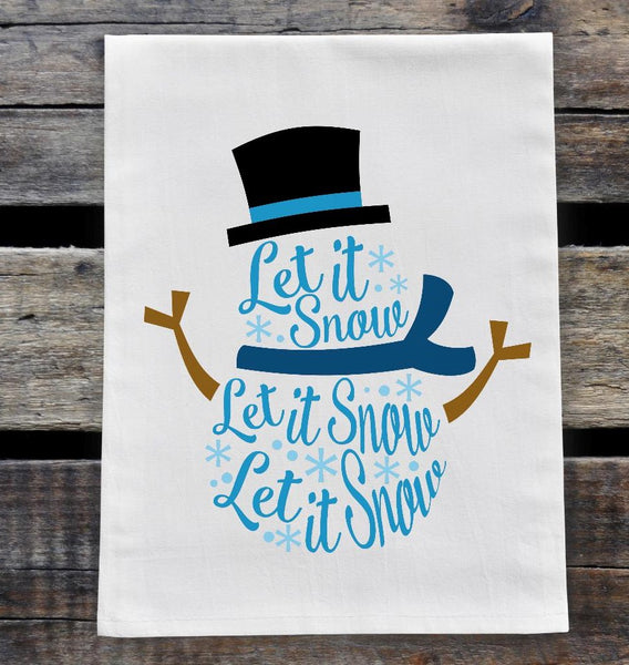Let It Snow Snowman Flour Sack Towel Screen Print Transfer - HIGH HEAT FORMULA - RTS