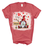 I Love Being a Nana Gnome with Hearts Sublimation Transfer - SUBLIMATION TRANSFER - RTS