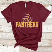Panthers Volleyball Gold and White Text Direct to Film Transfer - 10 to 14 Day Ship Time
