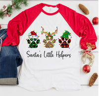 Santa's Little Helpers Dog Paws Christmas Screen Print Transfer - HIGH HEAT FORMULA - RTS