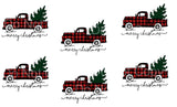 Merry Christmas Plaid Truck with Tree Mask Size Sublimation Transfer, Set of 6 - RTS
