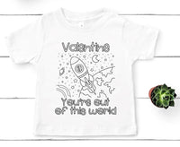 Valentine You're Out of This World Valentine's Day Rocket Coloring Page - Screen Print Transfer - RTS