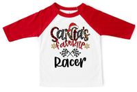 Santa's Favorite Racer with Flag Direct to Film Transfer - YOUTH SIZE - 10 to 14 Day Ship Time