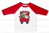 Red Santa Truck Sublimation Transfer - Youth, Toddler, Infant Size - RTS