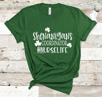 Shenanigans Coordinator Nurse Life St. Patrick's Day Screen Print Transfer - RTS