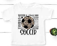 Soccer Leopard Typography Word Art Direct to Film Transfer - YOUTH SIZE - 10 to 14 Days Until RTS