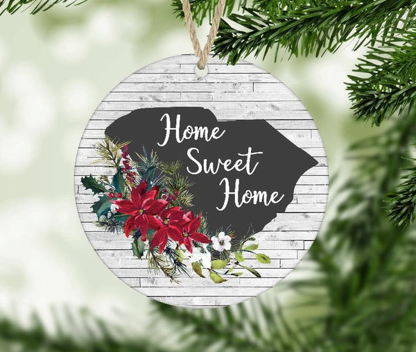 Wholesale South Carolina State Home Sweet Home with Poinsettias Ornaments -  Set of 5