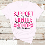 Support the Fighters Breast Cancer Awareness Pink Ribbon Screen Print Transfer - HIGH HEAT FORMULA - RTS