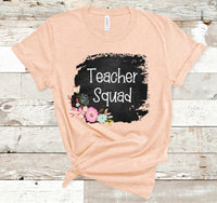 Teacher Squad Floral Chalkboard Back to School Screen Print Transfer - RTS