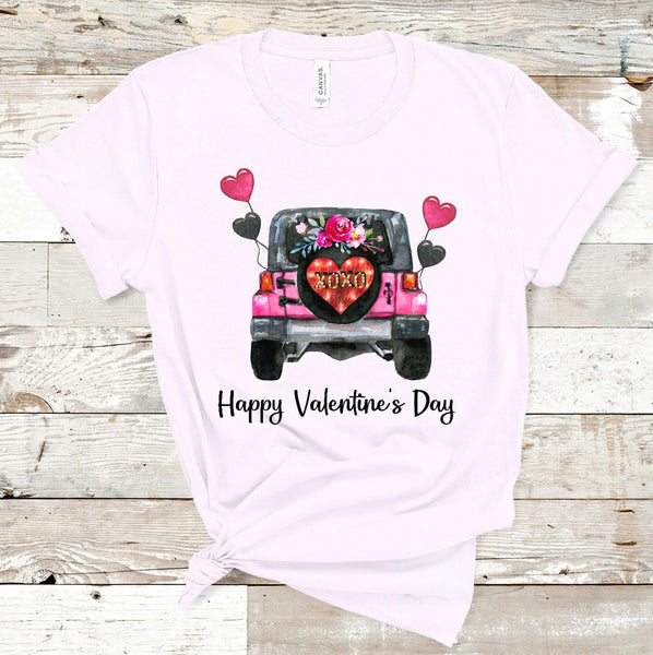 Happy Valentine's Day Off Road Truck Screen Print Transfer - HIGH HEAT FORMULA - RTS