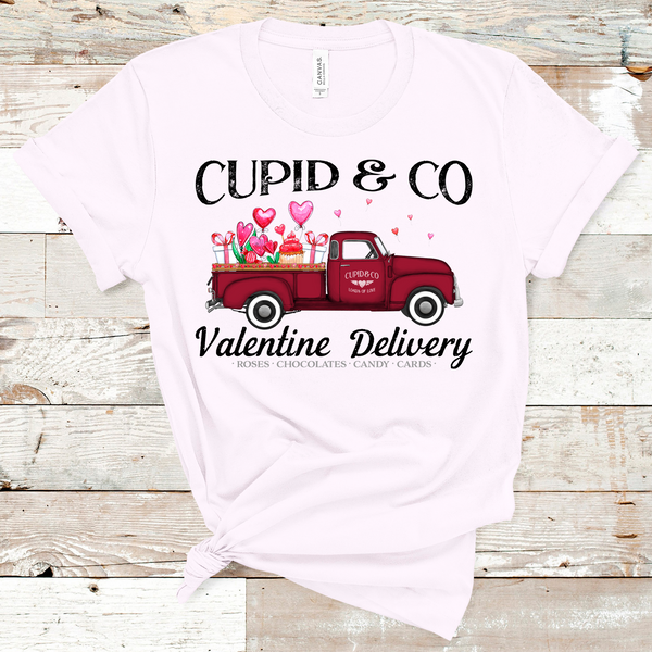 Cupid's Delivery Truck Valentine's Day  Screen Print Transfer Adult Size - HIGH HEAT FORMULA - Preorder
