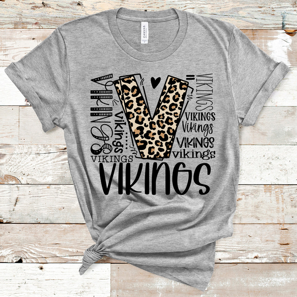 Vikings Leopard Typography Word Art Direct to Film Transfer - 10 to 14 Day Ship Time