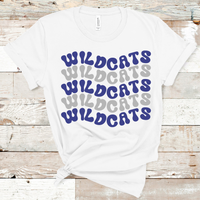 Wildcats Retro Mascot Royal Blue and Silver Direct to Film Transfer - 10 to 14 Day Ship Time