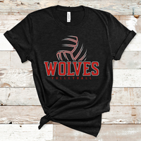 Wolves Volleyball Red and White Text Direct to Film Transfer - 10 to 14 Day Ship Time