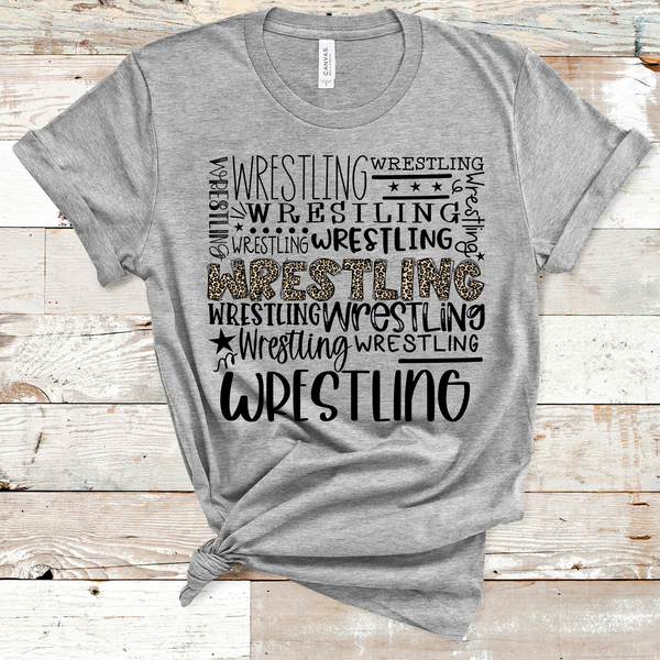 Wrestling Leopard Typography Word Art Direct to Film Transfer - 10 to 14 Day Ship Time