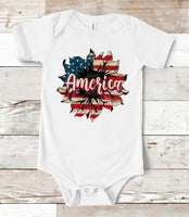 America Sunflower Infant Screen Print Transfer - HIGH HEAT FORMULA - RTS