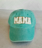 Mama Stonewashed Aqua Canvas Cotton Twill Hat Wholesale - RTS