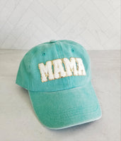 Mama Stonewashed Aqua Canvas Cotton Twill Hat Wholesale - RTS