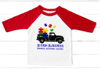 Autism Awareness Truck with Puzzle Pieces Youth Size Screen Print Transfer - HIGH HEAT FORMULA - RTS