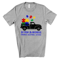 Autism Awareness Black Truck with Puzzle Pieces Adult Size Screen Print Transfer - HIGH HEAT FORMULA - RTS