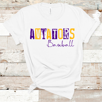 Aviators Grunge Baseball Purple and Gold Direct to Film Transfer - 10 to 14 Day Ship Time