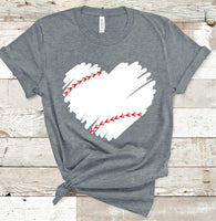 Baseball Heart Add Your Own Text Screen Print Transfer - HIGH HEAT FORMULA - Preorder