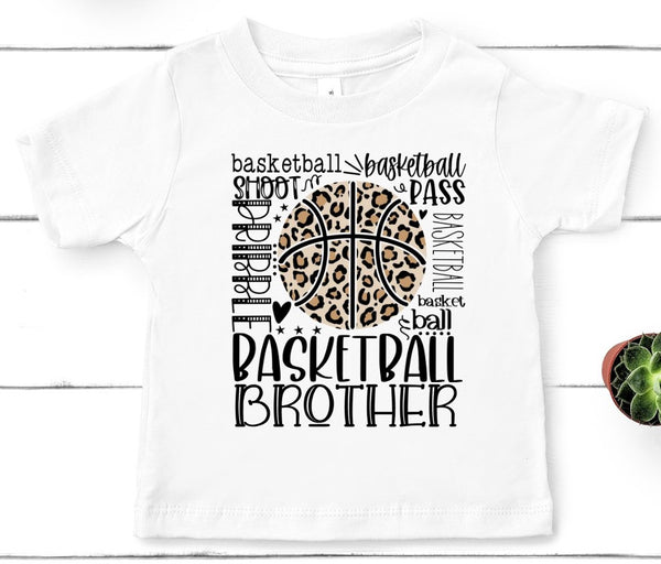 Basketball Brother Leopard Typography Youth Size Direct to Film Transfer - 10 To 14 Day TAT