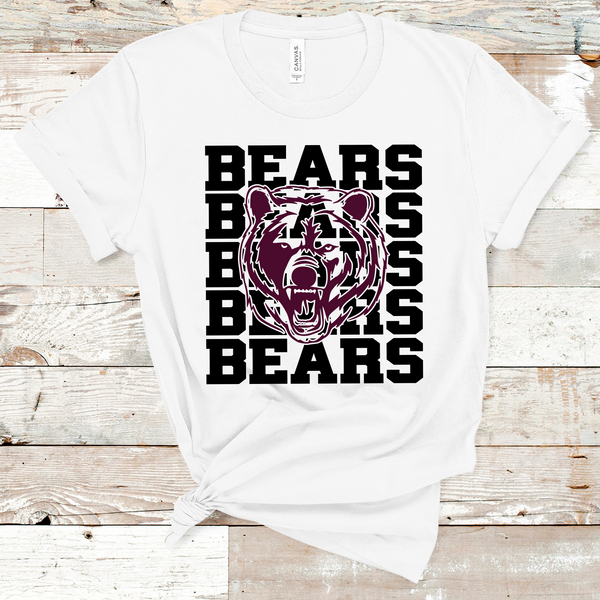 Bears Mascot Black and Maroon Adult Size Direct to Film Transfer - 10 to 14 Day Ship Time