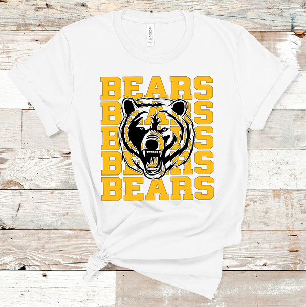 Bears Mascot Gold and Black Adult Size Direct to Film Transfer - 10 to 14 Day Ship Time