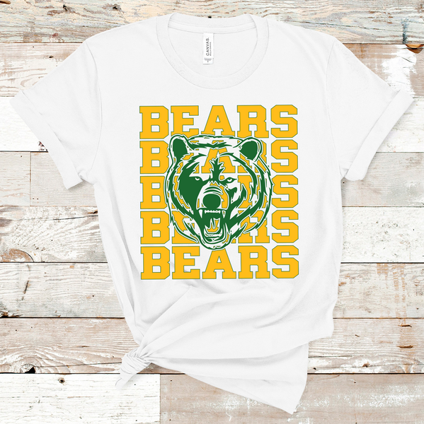 Bears Mascot Gold and Green Adult Size Direct to Film Transfer - 10 to 14 Day Ship Time