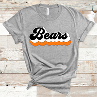Bears Retro Font Orange, White, and Black Direct to Film Transfer - 10 to 14 Day Ship Time