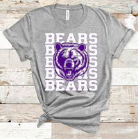 Bears Mascot White and Purple Adult Size Direct to Film Transfer - 10 to 14 Day Ship Time