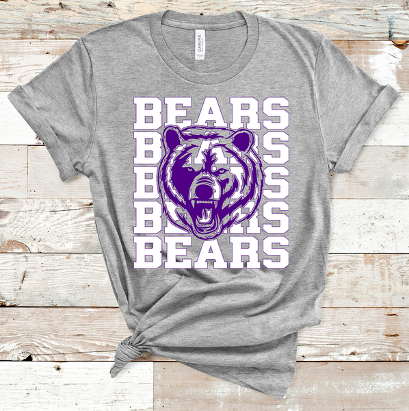 Bears Mascot White and Purple Adult Size Direct to Film Transfer - 10 to 14 Day Ship Time