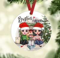 Besties Forever Best Friend Blonde and Brunette Ornaments