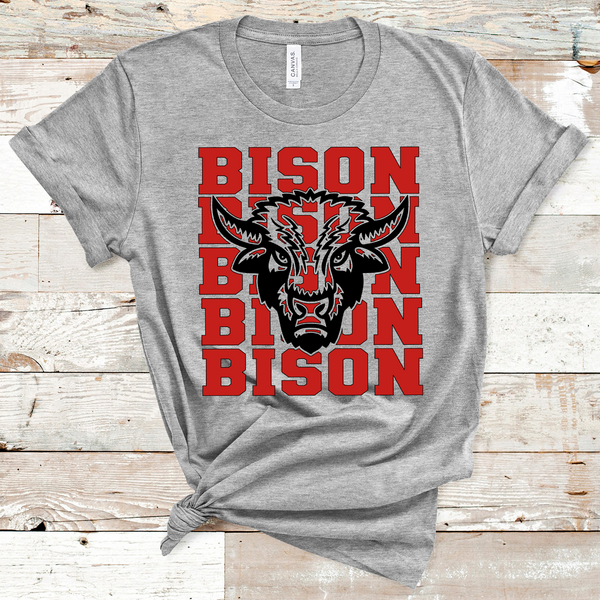 Bison Mascot Red and Black Adult Size Direct to Film Transfer - 10 to 14 Day Ship Time