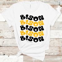 Bison Wavy Retro Mascot Black and Gold Direct to Film Transfer - 10 to 14 Day Ship Time