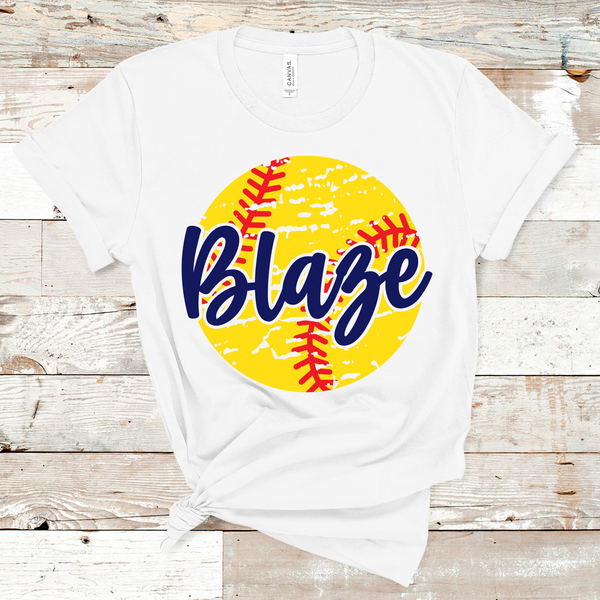Blaze Distressed Softball Direct to Film Transfer - 10 to 14 Day Ship Time