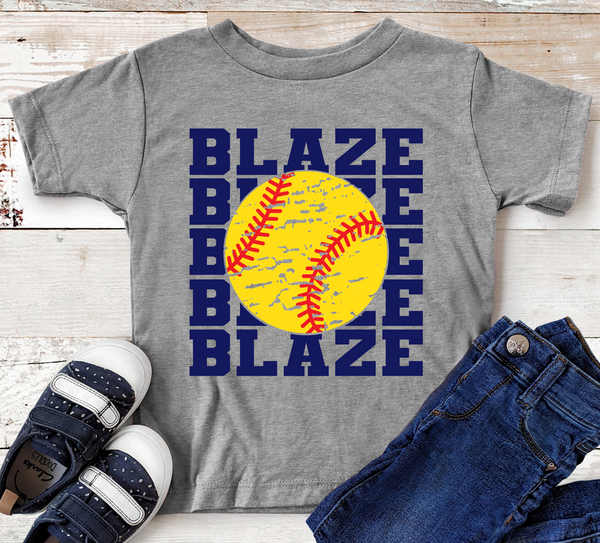 Blaze Navy Text Softball Direct to Film Transfer - TODDLER SIZE - 10 to 14 Day Ship Time