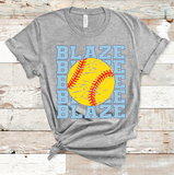 Blaze Light Blue Softball Adult Size Direct to Film Transfer - 10 to 14 Day Ship Time