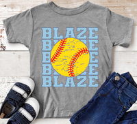 Blaze Light Blue Softball Direct to Film Transfer - TODDLER SIZE - 10 to 14 Day Ship Time