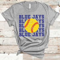 Blue Jays Stacked Mascot Softball Royal Text Adult Size Direct to Film Transfer - 10 to 14 Day Ship Time