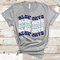 Blue Jays Wavy Retro Mascot Navy, White, and Light Blue Direct to Film Transfer - 10 to 14 Day Ship Time