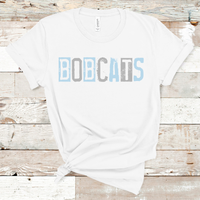 Bobcats Grunge Single Line Light Blue and Silver Direct to Film Transfer - 10 to 14 Day Ship Time