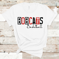 Bobcats Basketball Grunge Single Line Red and Black Direct to Film Transfer - 10 to 14 Day Ship Time