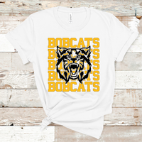 Bobcats Stacked Mascot Design Gold and Black Adult Size Direct to Film Transfer - 10 to 14 Day Ship Time