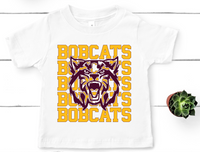 Bobcats Mascot Gold and Maroon Direct to Film Transfer - YOUTH SIZE - 10 to 14 Day Ship Time