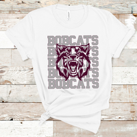 Bobcats Stacked Mascot Design Gray and Maroon Adult Size Direct to Film Transfer - 10 to 14 Day Ship Time