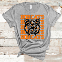 Bobcats Stacked Mascot Design Gold and Black Adult Size Direct to Film Transfer - 10 to 14 Day Ship Time